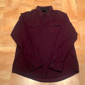 Subculture Men's Dark Burgundy Red Speckled Black Long Sleeve Button Down Shirt